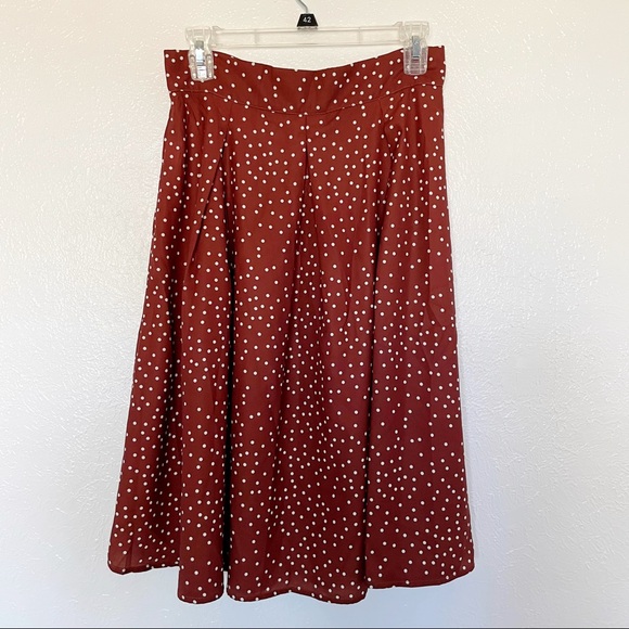 Shein Zip Back Polka Dot Flare Skirt - Picture 1 of 4